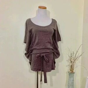 Brown waist tie sweater